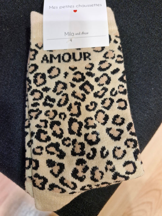 Chaussette léopard Amour