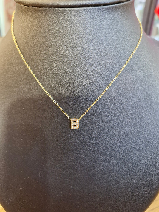 Collier lettre "B" en strass