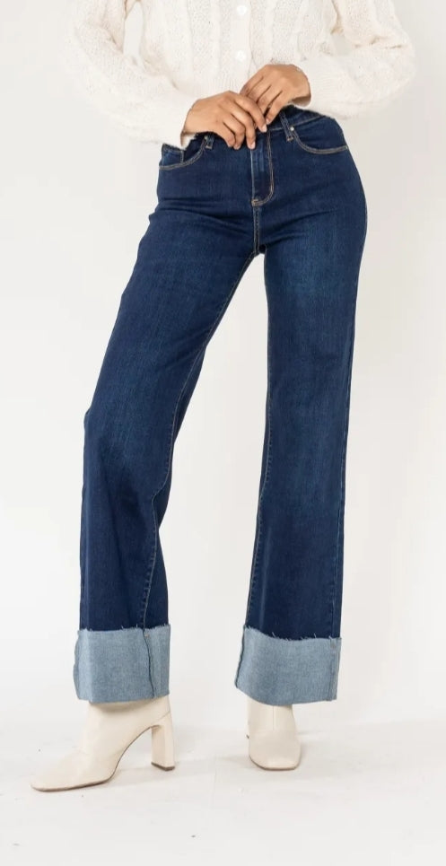 Jeans droit revers 11cm